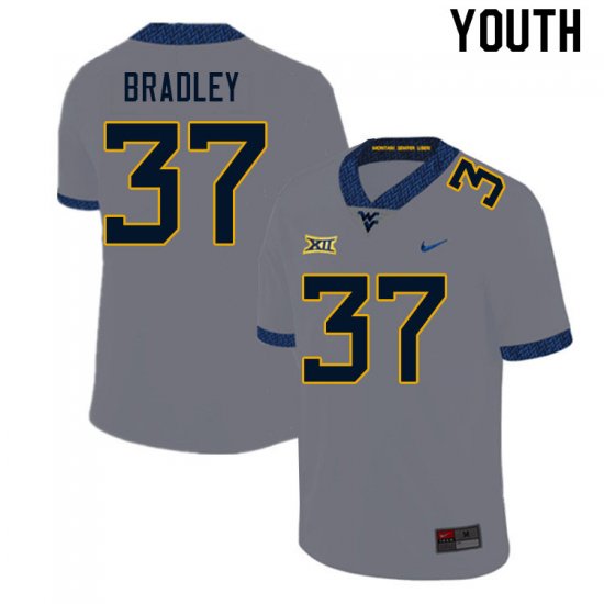 Youth West Virginia Mountaineers NCAA #37 L'Trell Bradley Gray Authentic Nike Stitched College Football Jersey DQ15F47PI